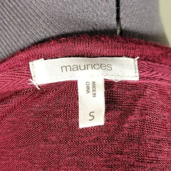 Maurices Burgundy Long Sleeve Top Sz S - Picture 5 of 7